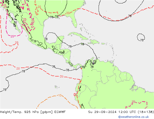 Height/Temp. 925 гПа ECMWF Вс 29.09.2024 12 UTC