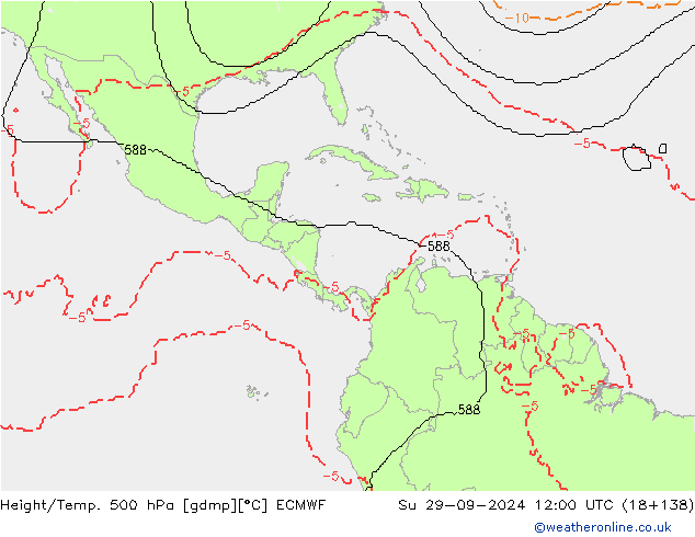 Height/Temp. 500 hPa ECMWF Dom 29.09.2024 12 UTC