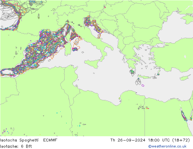 Isotachs Spaghetti ECMWF Qui 26.09.2024 18 UTC