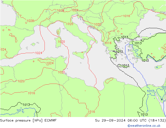 Presión superficial ECMWF dom 29.09.2024 06 UTC