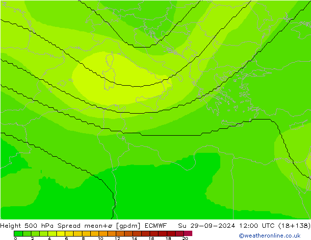 Height 500 гПа Spread ECMWF Вс 29.09.2024 12 UTC