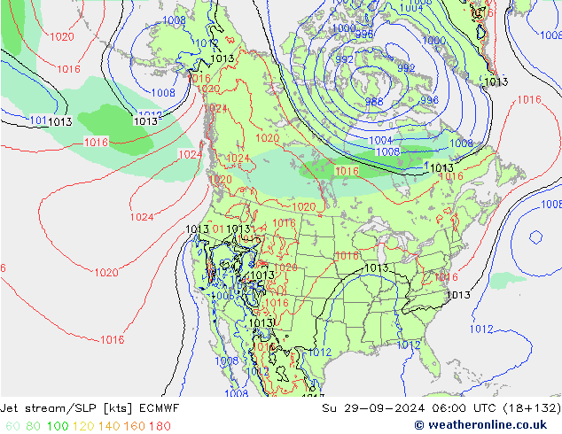 джет/приземное давление ECMWF Вс 29.09.2024 06 UTC