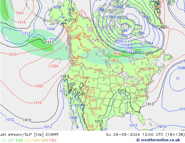 Jet Akımları/SLP ECMWF Paz 29.09.2024 12 UTC