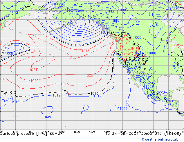 Pressione al suolo ECMWF mar 24.09.2024 00 UTC