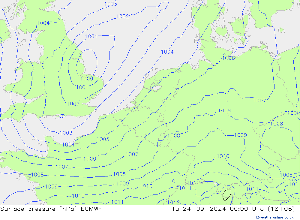 Bodendruck ECMWF Di 24.09.2024 00 UTC