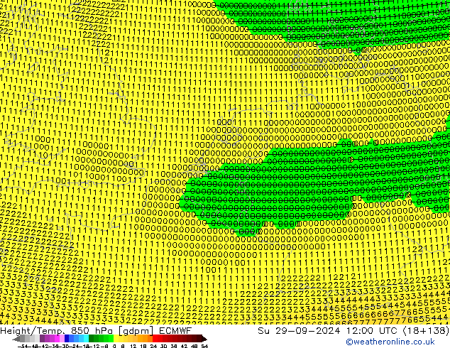 Hoogte/Temp. 850 hPa ECMWF zo 29.09.2024 12 UTC