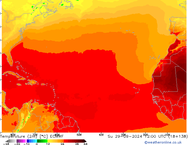 température (2m) ECMWF dim 29.09.2024 12 UTC