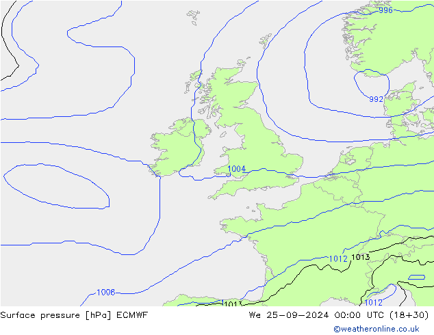 pressão do solo ECMWF Qua 25.09.2024 00 UTC