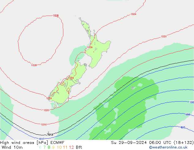 High wind areas ECMWF Su 29.09.2024 06 UTC