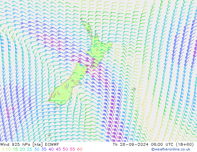 wiatr 925 hPa ECMWF czw. 26.09.2024 06 UTC