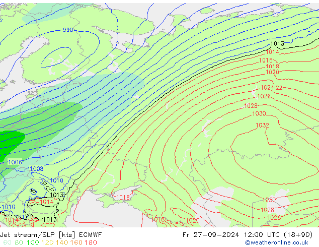 Courant-jet ECMWF ven 27.09.2024 12 UTC