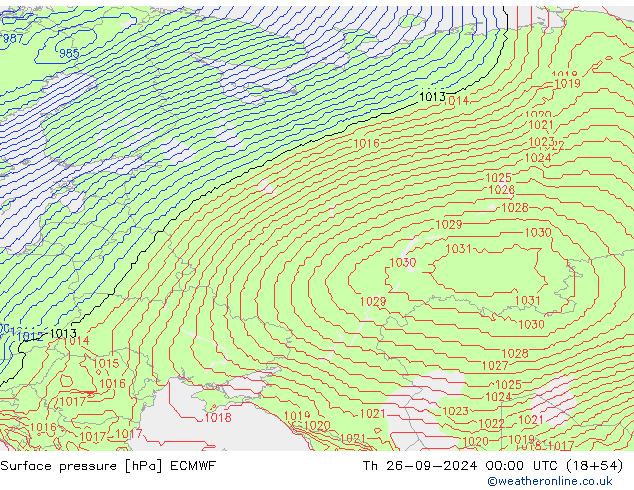 pressão do solo ECMWF Qui 26.09.2024 00 UTC