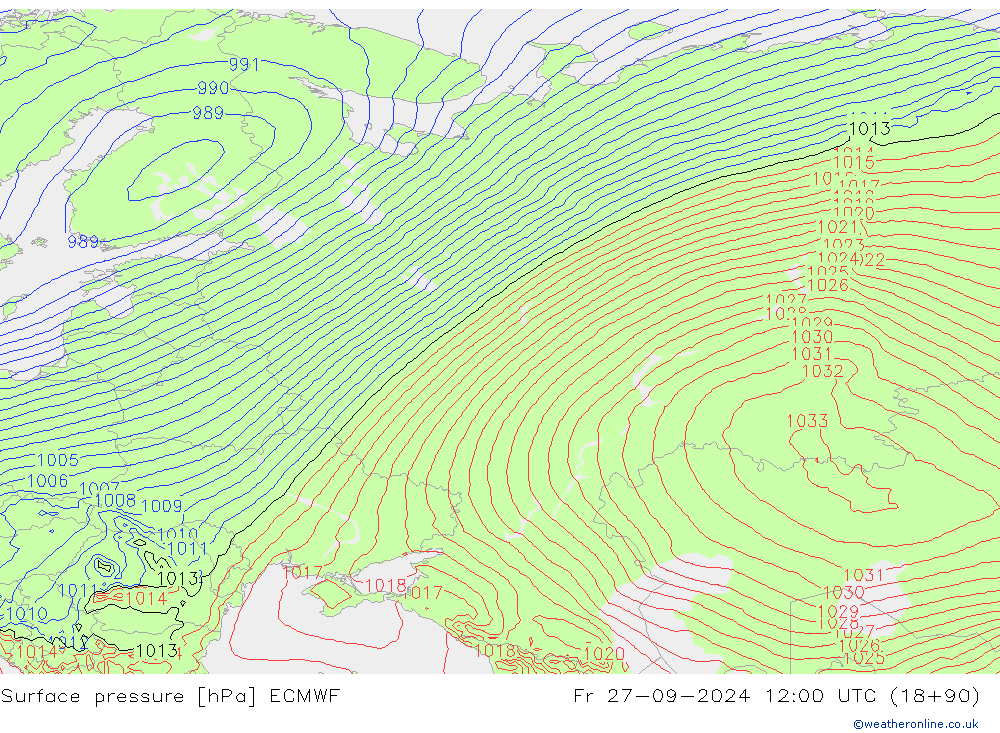 Pressione al suolo ECMWF ven 27.09.2024 12 UTC