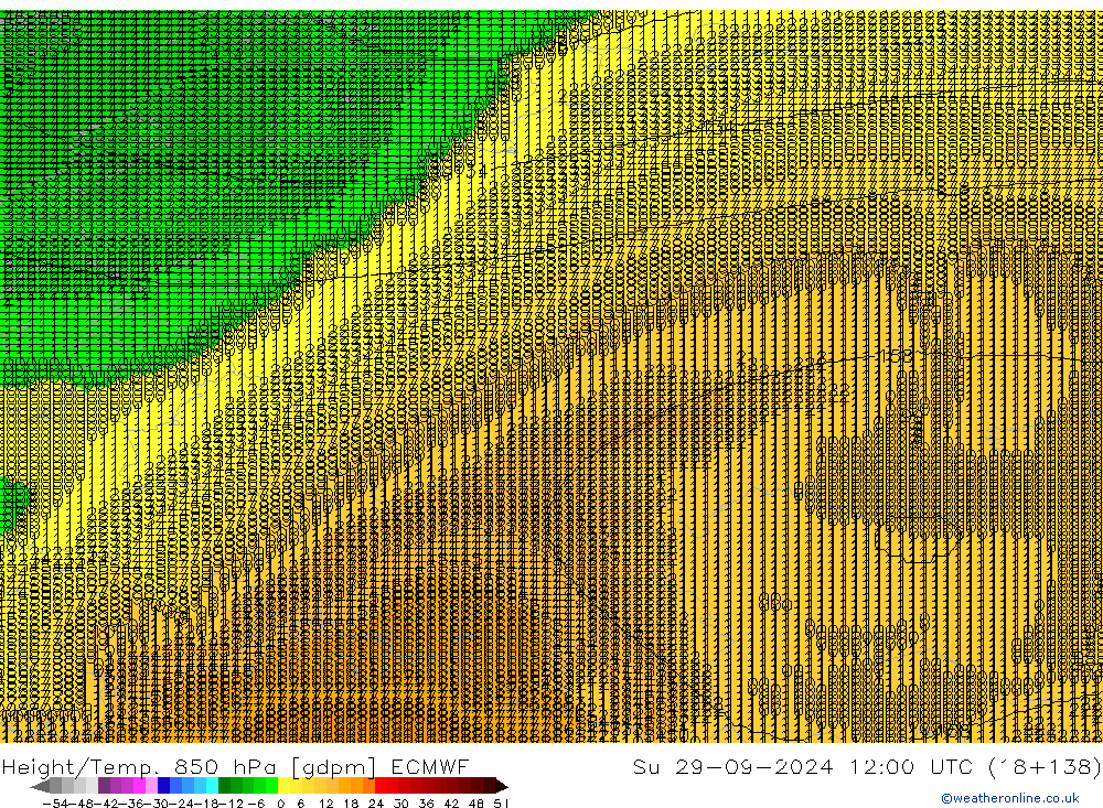 Height/Temp. 850 hPa ECMWF So 29.09.2024 12 UTC