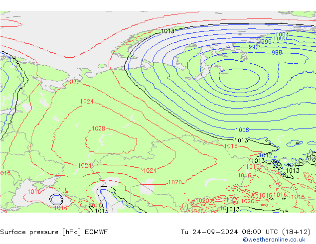 ciśnienie ECMWF wto. 24.09.2024 06 UTC