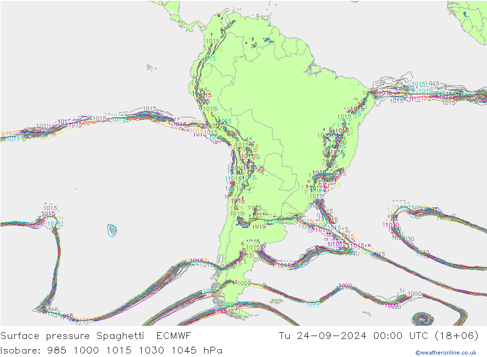 Yer basıncı Spaghetti ECMWF Sa 24.09.2024 00 UTC