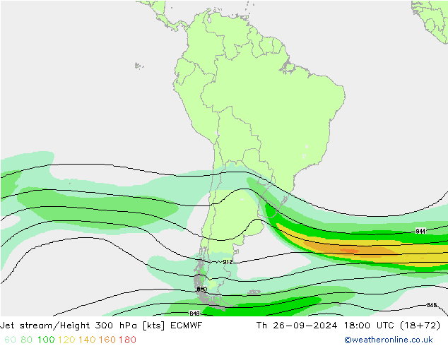 Jet stream/Height 300 hPa ECMWF Th 26.09.2024 18 UTC