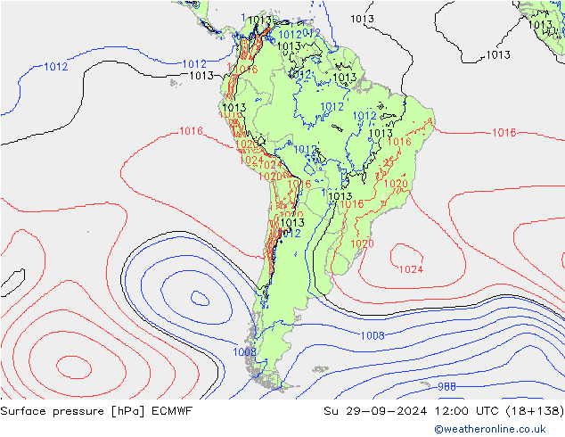 Surface pressure ECMWF Su 29.09.2024 12 UTC