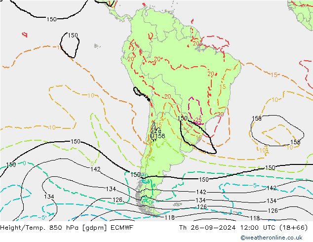 Géop./Temp. 850 hPa ECMWF jeu 26.09.2024 12 UTC