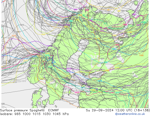 pression de l'air Spaghetti ECMWF dim 29.09.2024 12 UTC