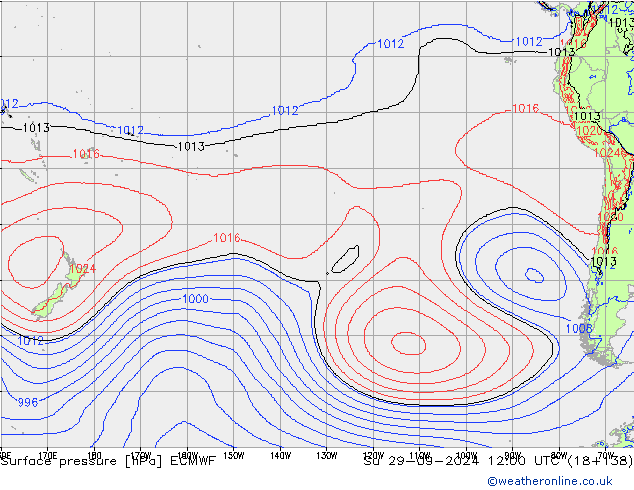 Surface pressure ECMWF Su 29.09.2024 12 UTC