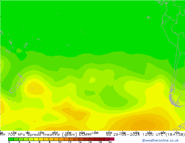 Humidité rel. 700 hPa Spread ECMWF dim 29.09.2024 12 UTC