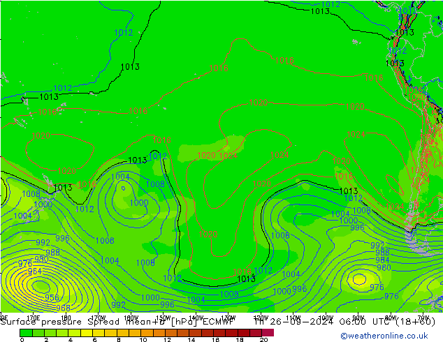 приземное давление Spread ECMWF чт 26.09.2024 06 UTC