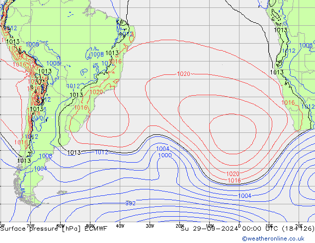 pressão do solo ECMWF Dom 29.09.2024 00 UTC