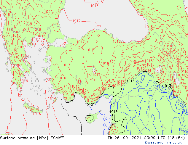 Atmosférický tlak ECMWF Čt 26.09.2024 00 UTC