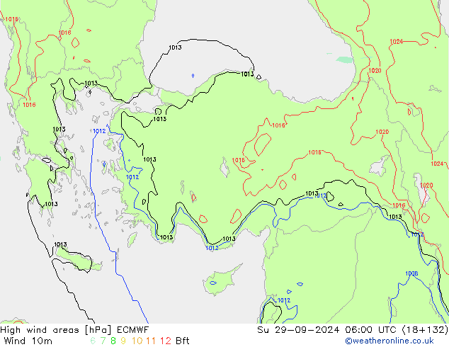 High wind areas ECMWF Su 29.09.2024 06 UTC