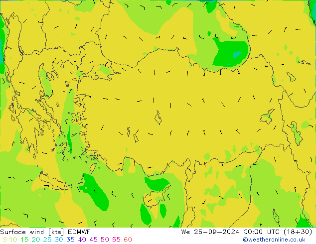 Wind 10 m ECMWF wo 25.09.2024 00 UTC