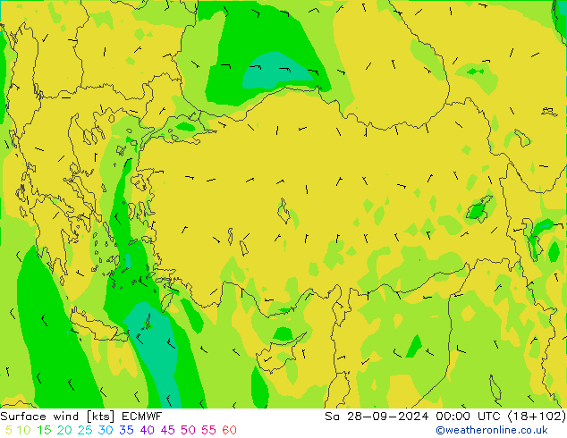 Surface wind ECMWF So 28.09.2024 00 UTC