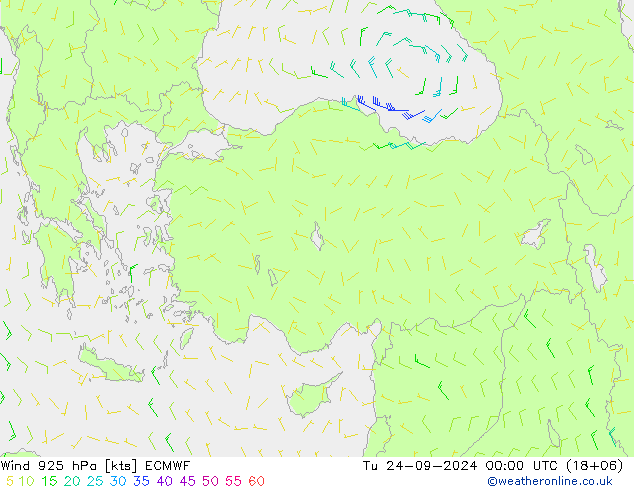 Wind 925 hPa ECMWF Tu 24.09.2024 00 UTC