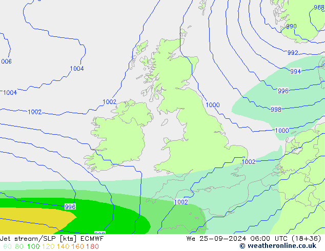 Jet Akımları/SLP ECMWF Çar 25.09.2024 06 UTC