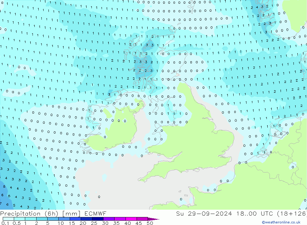 Precipitazione (6h) ECMWF dom 29.09.2024 00 UTC