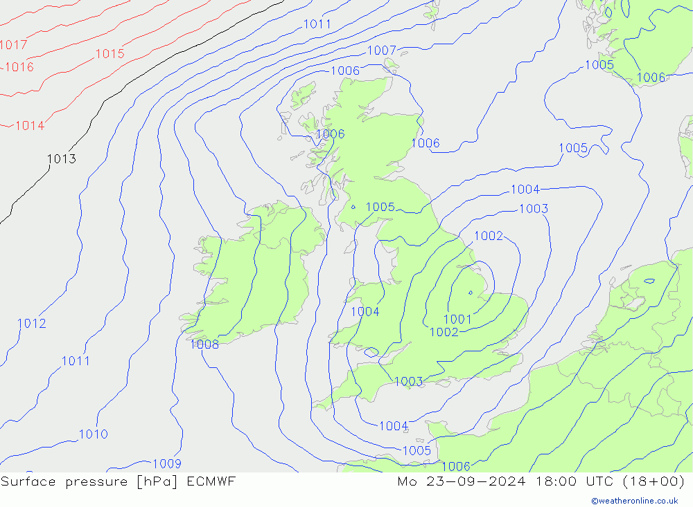 Yer basıncı ECMWF Pzt 23.09.2024 18 UTC