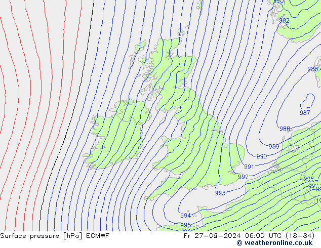 Bodendruck ECMWF Fr 27.09.2024 06 UTC