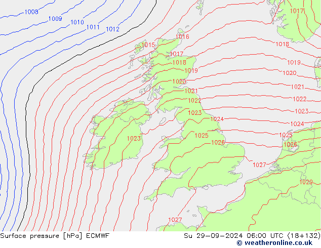 Surface pressure ECMWF Su 29.09.2024 06 UTC