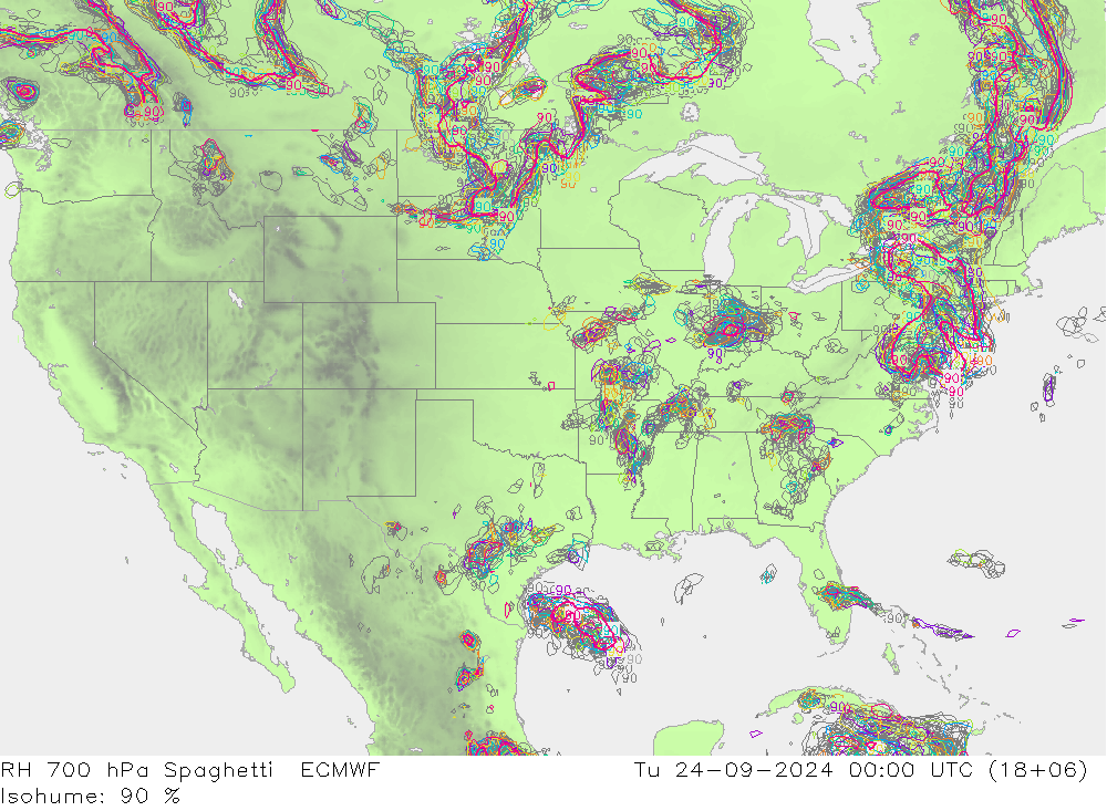 Humidité rel. 700 hPa Spaghetti ECMWF mar 24.09.2024 00 UTC