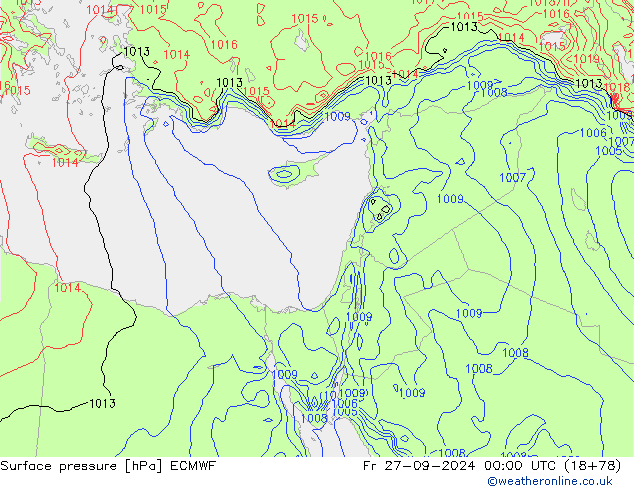 Atmosférický tlak ECMWF Pá 27.09.2024 00 UTC