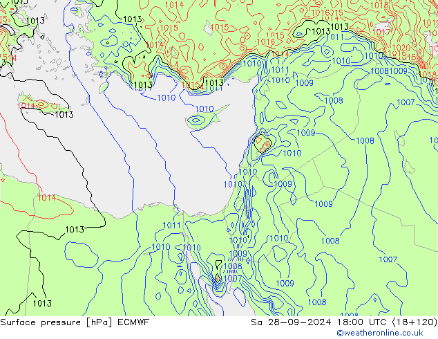 Atmosférický tlak ECMWF So 28.09.2024 18 UTC