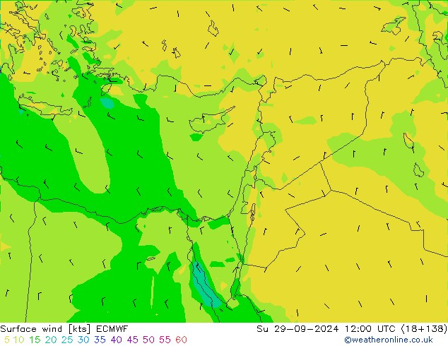 Vento 10 m ECMWF Dom 29.09.2024 12 UTC