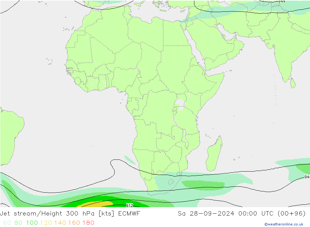 Prąd strumieniowy ECMWF so. 28.09.2024 00 UTC