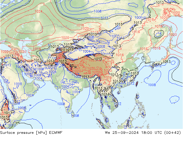 Pressione al suolo ECMWF mer 25.09.2024 18 UTC