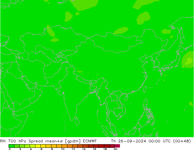 RH 700 hPa Spread ECMWF Th 26.09.2024 00 UTC