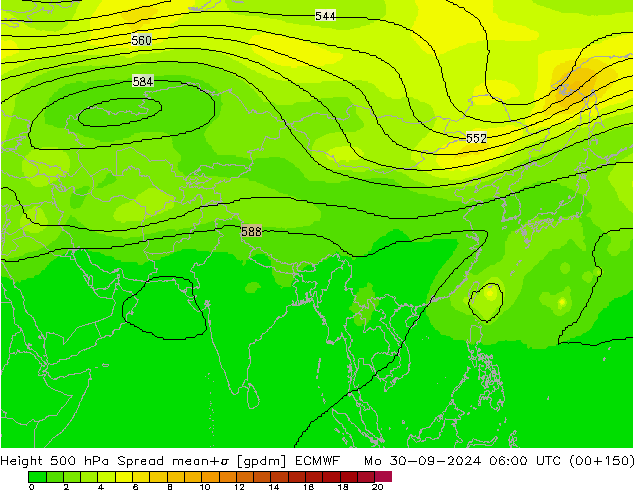 Geop. 500 hPa Spread ECMWF lun 30.09.2024 06 UTC