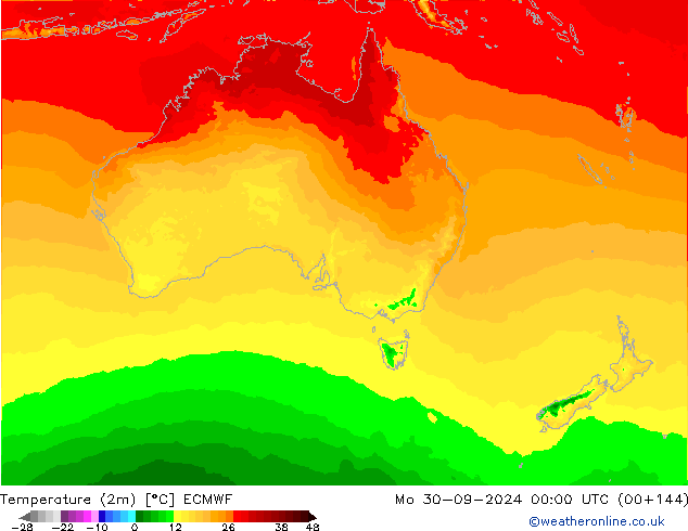 Temperatura (2m) ECMWF lun 30.09.2024 00 UTC