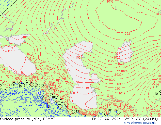 pressão do solo ECMWF Sex 27.09.2024 12 UTC