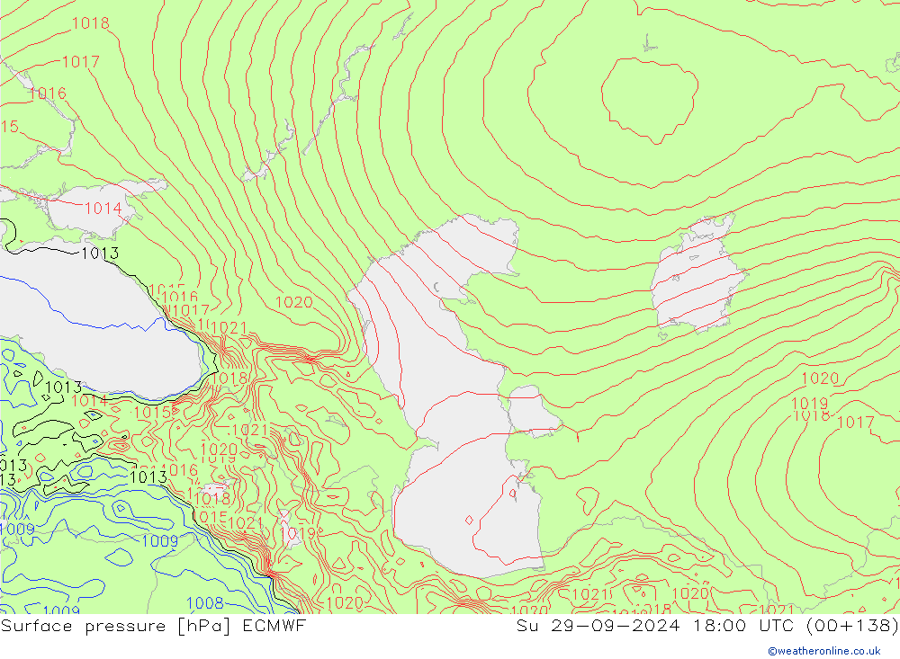 Yer basıncı ECMWF Paz 29.09.2024 18 UTC