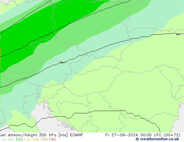 Jet stream/Height 300 hPa ECMWF Fr 27.09.2024 00 UTC